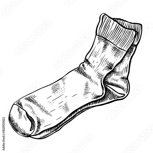 Illustrated sock in casual style with ribbed cuff and texture  