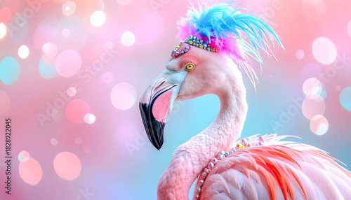 pink flamingo on festive background