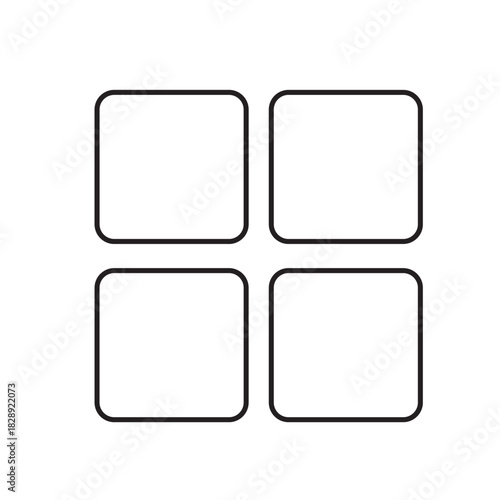 Four square grid layout interface menu icon vector for apps