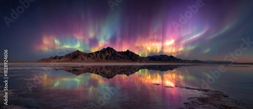 Cosmic Symphony - Vibrant Aurora Mirrored Perfectly on a Glassy Mountain Lake.