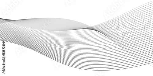 Abstract technology lines on white background. Undulate Grey Wave Swirl, frequency sound wave, twisted curve lines with blend effect, wave with lines created using blend tool.	