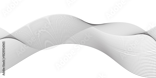 Abstract technology lines on white background. Undulate Grey Wave Swirl, frequency sound wave, twisted curve lines with blend effect, wave with lines created using blend tool.	