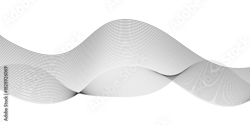 Abstract wave element for design. Digital frequency track equalizer. Stylized line art background, Geometric grey vector waves on white background. Editable stroke.