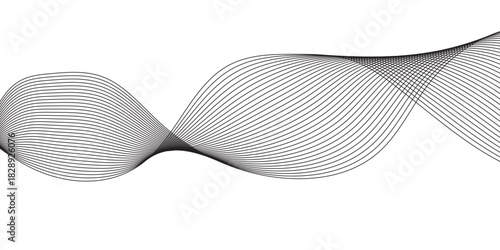 Abstract technology lines on white background. Undulate Grey Wave Swirl, frequency sound wave, twisted curve lines with blend effect, wave with lines created using blend tool.	