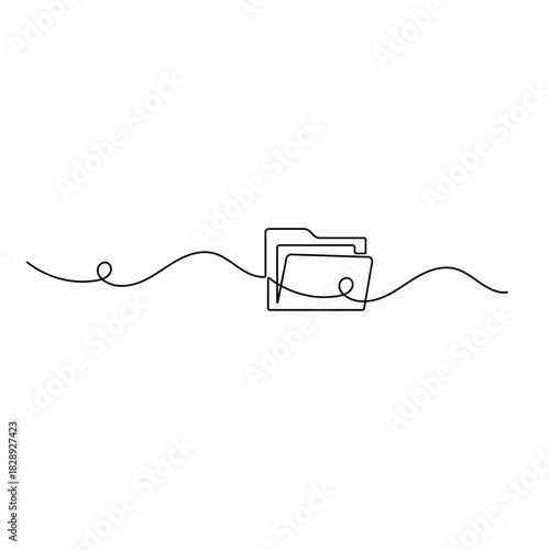 File folder, continuous one-line drawing, minimalist outline vector illustration
