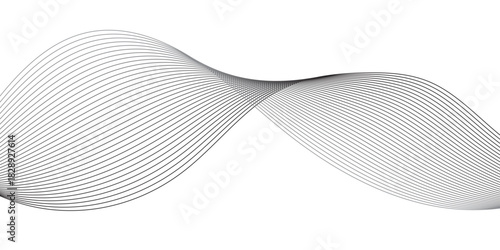 Abstract wave element for design. Digital frequency track equalizer. Stylized line art background, Geometric grey vector waves on white background. Editable stroke.
