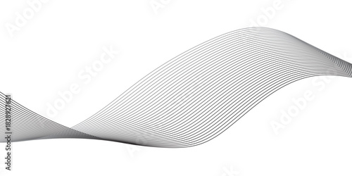 Abstract wave element for design. Digital frequency track equalizer. Stylized line art background, Geometric grey vector waves on white background. Editable stroke.
