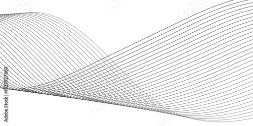 Abstract grey wave lines on transparent background. Technology, data science, geometric border pattern. Isolated on white background. Vector for banners and background.