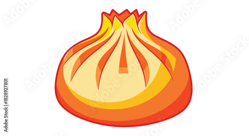 Delicious Steamed Dumpling Illustration Featuring Fresh Ingredients and Vibrant Colors