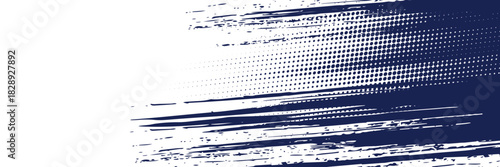 Abstract Blue and White Grunge Background with Halftone Style. Brush Stroke Illustration for Banner, Poster or Sports.