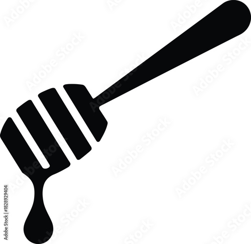 Honey dipper icon with dripping honey drop, sweet food symbol.