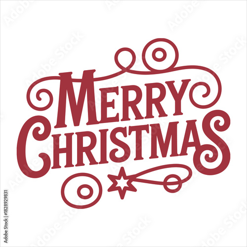 Festive lettering art wishes everyone a joyous Merry Christmas through decorative swirls and star