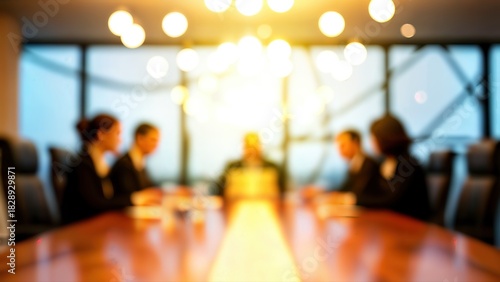 Wallpaper Mural Blurred image of business professionals collaborating in a modern conference room, highlighting teamwork and strategic discussions in a corporate setting Torontodigital.ca