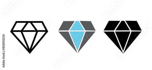 Diamond icon set. priority, quality, and valuation. highlighting the importance and high value of a task.png and vector illustration on transparent background