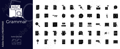 Grammar Solid Editable Icons set