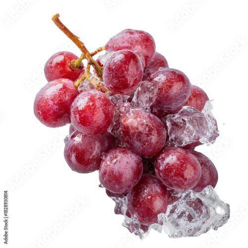 Fresh grapes surrounded by ice create a refreshing treat in a bright setting