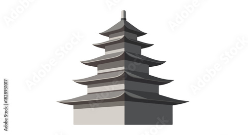 Stylized illustration depicting a classic East Asian multi-tiered pagoda, representing ancient architectural heritage and cultural landmarks with a modern vector aesthetic