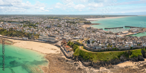 vue aerienne de Granville en normandie , dans le departement de la Manche