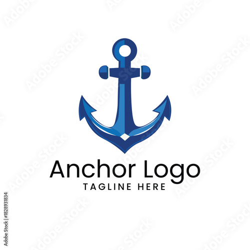 Classic nautical anchor symbol, representing stability, strength, ocean, or marine themes Vector logo template