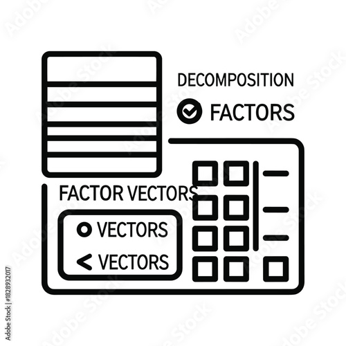 Icon representing data decomposition, factors, and vector analysis