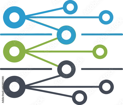 Abstract interconnected nodes and lines symbolizing data flow and network connections.