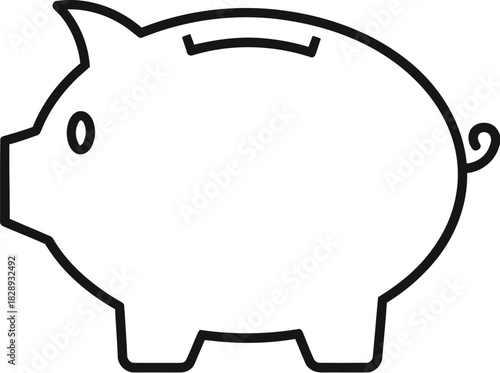 Simple outline of a piggy bank, symbolizing saving and financial growth.