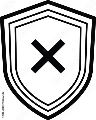 Shield with a cross symbol indicating rejection or error
