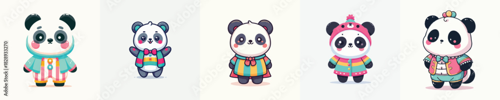 Obraz premium cute panda vector in cute costume