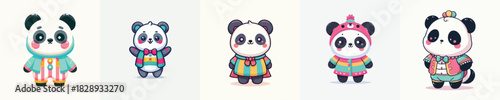 cute panda vector in cute costume