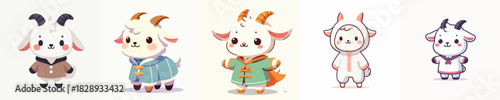 cute goat vector in cute costume