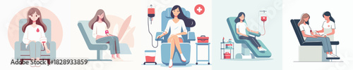 vector of woman donating blood