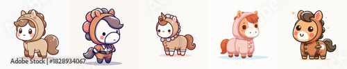 cute horse vector in cute costume