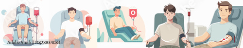 vector of young people donating blood