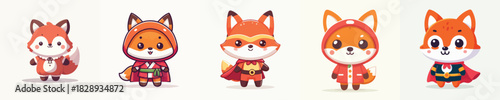 cute fox vector dressed in cute clothes