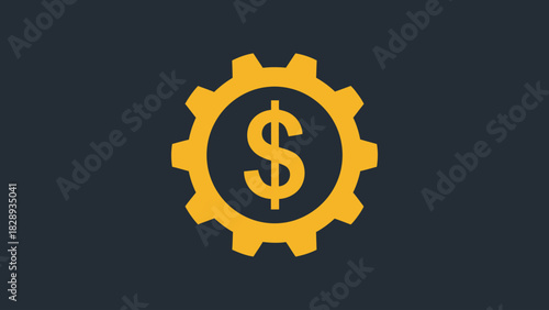 Gear-Shaped Dollar Sign Illustration Conveying Business Concepts and Industrial Finance Themes on Isolated Dark Blue vector elements. 