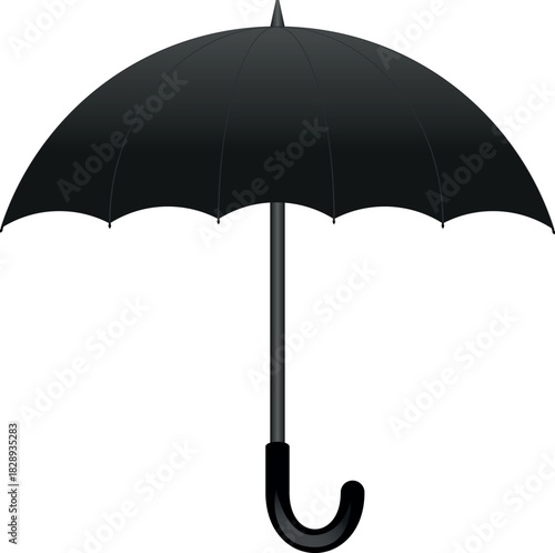 Black and White Simple flat umbrella icon, Nice umbrella isolated on white background.