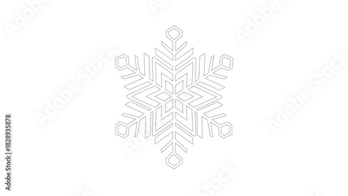 A sixpointed snowflake with geometric patterns and hexagonshaped tips
