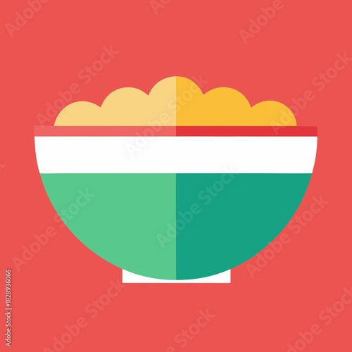 Stylized bowl of food isolated on white background