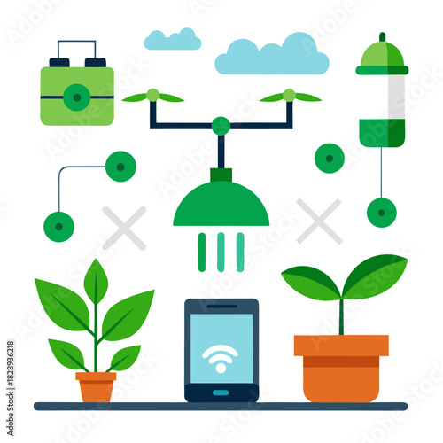 Smart farming technology with drone and mobile control for plant growth