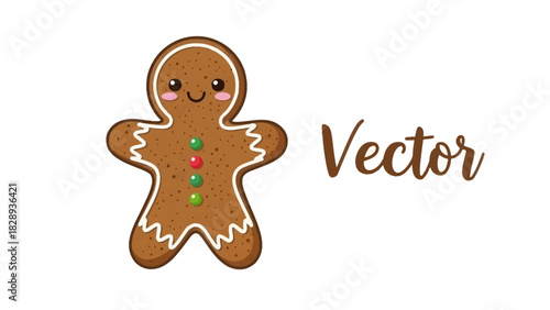 Gingerbread man with white icing pink cheeks and candy buttons