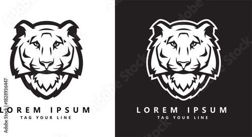 Black and White Tiger Logo Vector Image