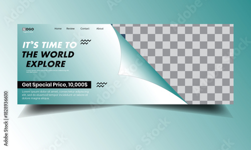 Travel social media marketing promotion post. Editable square banner. Holiday adventure cover template