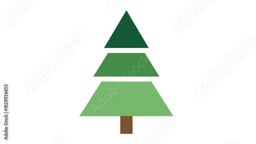 Simple geometric tree with three tiers of foliage and a brown trunk