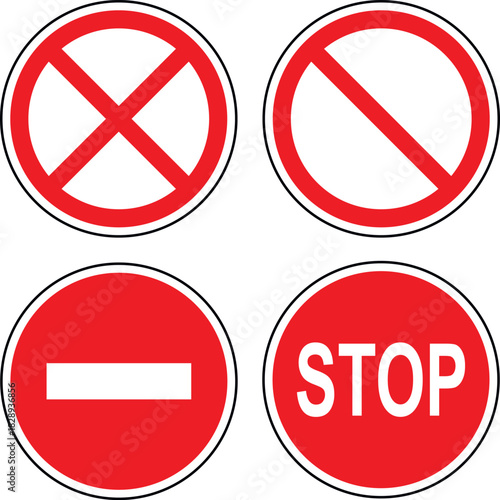 Traffic Sign, Stop sign set. Vector Illustration, Web icon. Stop Icon