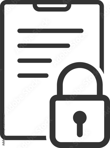 Password protected document icon. Secure document file sign. locked business file with padlock symbol. Thin line icon on white background