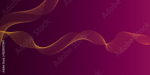 Abstract Wavy Lines Background Vector in Royal Purple and Gold Gradient