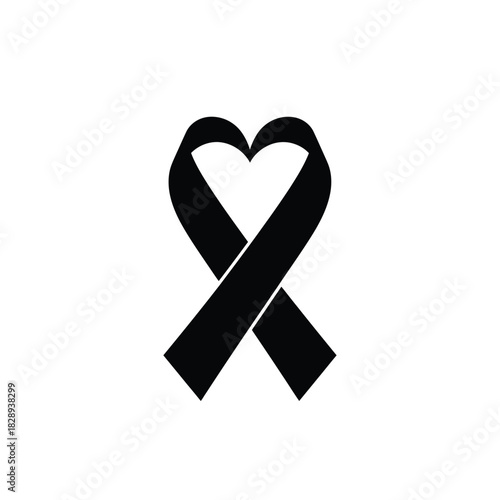 Black heart shaped ribbon silhouette