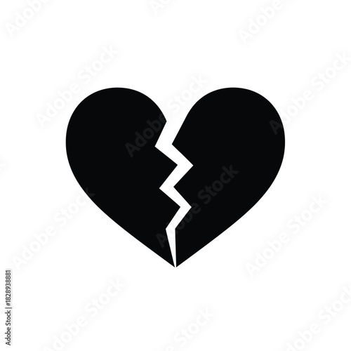 Black silhouette of a broken heart