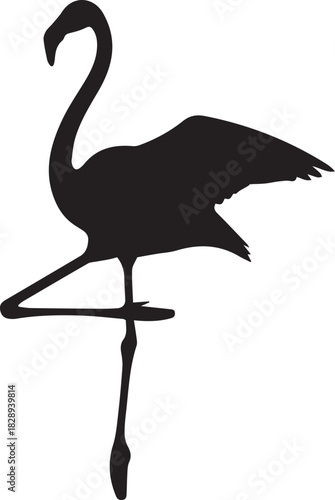 Silhouette of a flamingo standing on one leg