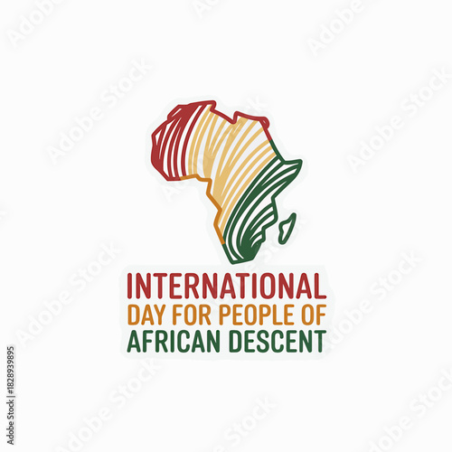International day for people of african descent emblem with continent map graphic